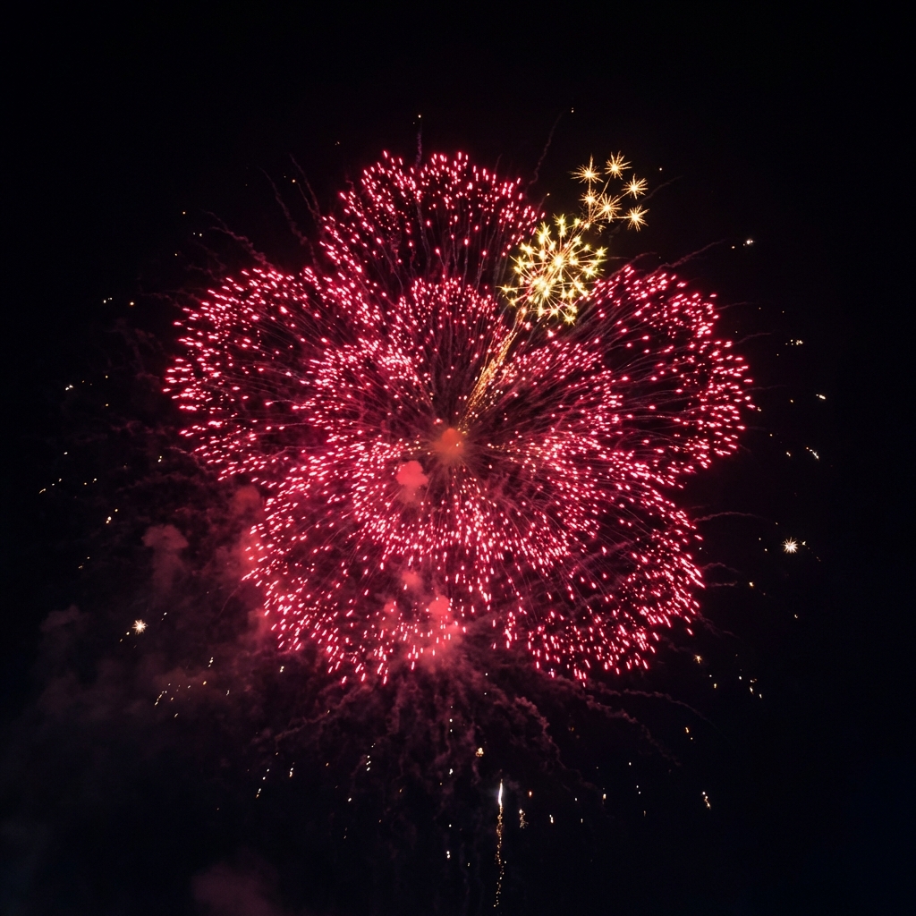 大红花形状烟花 Hibiscus firework shape